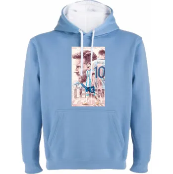 Chlapecká mikina Mikina s kapucí Lionel Messi koláž Barva: Nebesky modrá/Světle modrá, Velikost: 122/128 - 6/7let