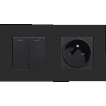 vypínač DVOJITÝ VYPÍNAČ SVĚTLA 2 TLAČÍTKA + ELEKTRICKÁ ZÁSUVKA