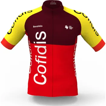 cyklistický dres BONAVELO Cyklistický dres s krátkým rukávem - COFIDIS 2025 - červená/žlutá