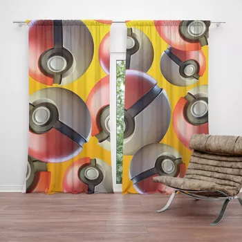 Závěs Sablio Závěsy Pokemon ball Pattern: 2ks 140x250cm