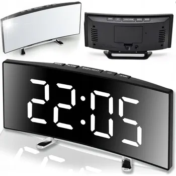 Hodiny HODINY DIGITÁLNÍ BUDÍK ZRCADLO STOJÍCÍ LED DISPLEJ TEPLOMĚR