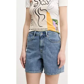 Dámské kraťasy Džínové šortky Karl Lagerfeld Jeans dámské, modrá barva, hladké, high waist, A2W10041 55J, vel. 26