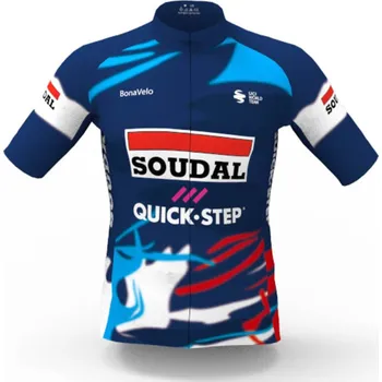 cyklistický dres BONAVELO Cyklistický dres s krátkým rukávem - SOUDAL-QUICKSTEP 2025 - modrá/bílá L