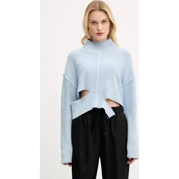 Dámský svetr Vlněný svetr MM6 Maison Margiela dámský, modrá barva, s golfem, S52HA0290 50X, vel. XS