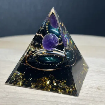 Přívěsek Pyramida Orgonit | Zvěrokruh Blíženci | 50x50mm | 60g | Bronzová