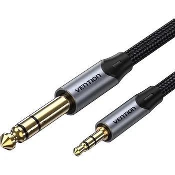 Datový kabel Vention Cotton Braided TRS 3.5mm Male to 6.5mm Male Audio Cable 2m Gray Aluminum Alloy Type