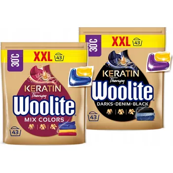 Kapsle na praní Sada Woolite Kapsle na praní barevného a černého prádla 2 x 43 kusů