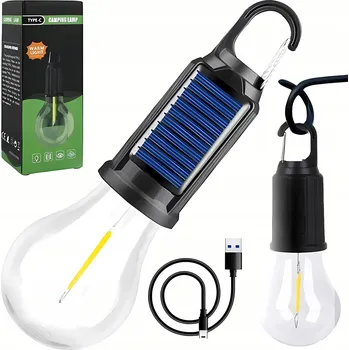 Venkovní osvětlení SOLÁRNÍ ŽÁROVKA KEMPINGOVÁ ZAHRADNÍ GIRLANDA LED SVĚTLO NA BALKON