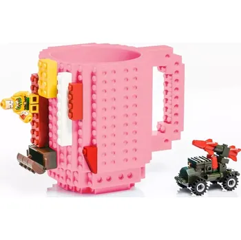 Stavebnicový hrnek na kostky - růžový