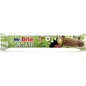 Čokoláda Mr. Bite Groan! trubička v mléčné čokoládě s náplní s příchutí pistácie 40 g