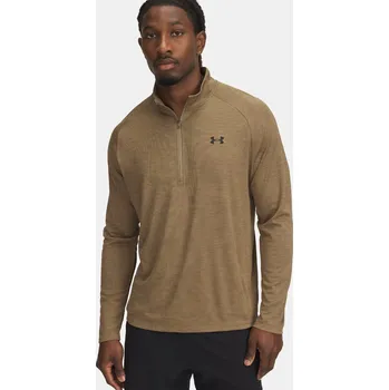 Pánské tričko Pánské tričko Under Armour UA Tech Textured 1/2 Zip - hnědé Velikost: S