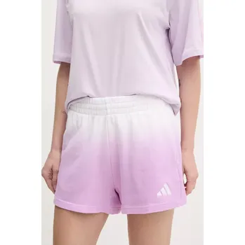 Dámské kraťasy Bavlněné šortky adidas ALL SZN Dip Dye dámské, fialová barva, vzorované, high waist, JJ4580 40X, vel. S