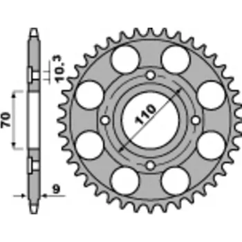 Nářadí na motocykly PBR Ocelová standardní zadní řetězová kola 247 - 520 247.35.C45