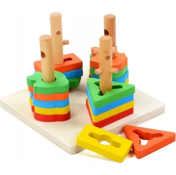 Dřevěná hračka Třídič barev, barevné dřevěné STAVEBNICE, vzdělávací hračka 602181