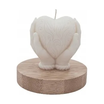 Svíčka Sójová vonná svíčka Srdce v dlaních 7,7 cm 152,9 g Caffe Latte