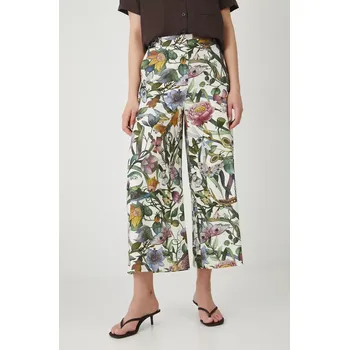 Dámské kalhoty Lněné kalhoty Medicine dámské, béžová barva, střih culottes, high waist RS25.SPD903 01B, vel. S