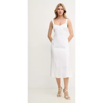 Dámské šaty Šaty s příměsí lnu BOSS 50535332 bílá 00X, vel. 36