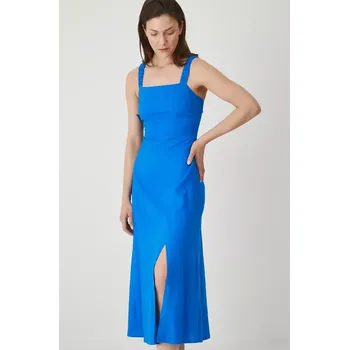 Dámské šaty Lněné šaty Medicine modrá barva, midi RS25.SUD900 55X, vel. S