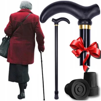 Chodítko pro seniory Decortrend Skládací invalidní hůl s rovnou rukojetí (T) černá