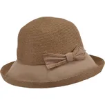 SEEBERGER Dámský hnědý letní klobouk Bolero z papírové slámy a látky Velikost: Unisize (S-XL)
