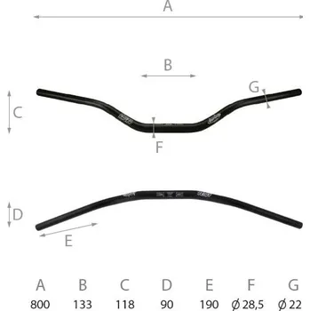 Chránič řídítek pro čtyřkolku Řídítka DOMINO 184171110 Silniční řídítka s vysokým zahnutím černý 184171110