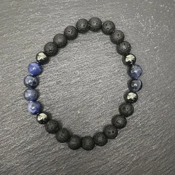 Náramek Pánský Náramek Láva + sodalit a hematit | 8mm kuličky