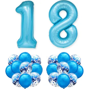 Balónek Sada MODRÁ k 18. NAROZENINÁM 100cm VELKÉ balónky