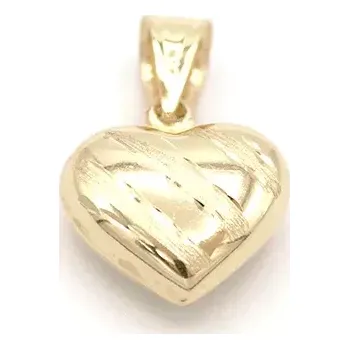 Přívěsek Zlatý přívěsek srdce duté zdobené proužky 0,66g