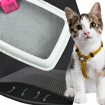 KOČIČÍ STELIŠTĚ PODLOŽKA DO KRABIČKY PRO KOČKY STELIVO DO STELIŠTĚ ČERNÁ XXL 40X50CM