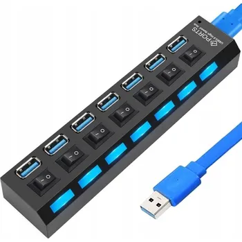 USB hub Rozbočovač Rozdělovač Switch HUB USB 3.0 - 5 Gb/s 7 Portů - Plug & Play