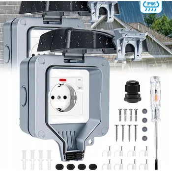 Elektrická zásuvka VENKOVNÍ ZAHRADNÍ VODOTĚSNÁ ZÁSUVKA 1-zásuvka + PŘÍSLUŠENSTVÍ IP66