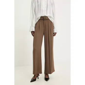 Dámské kalhoty Kalhoty Answear.LAB dámské, hnědá barva, široké, high waist 15021.fos 88X, vel. S