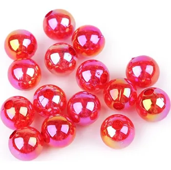 Korálek Plastové korálky s AB efektem Ø13 mm 15 kusů - 2 růžová světlá
