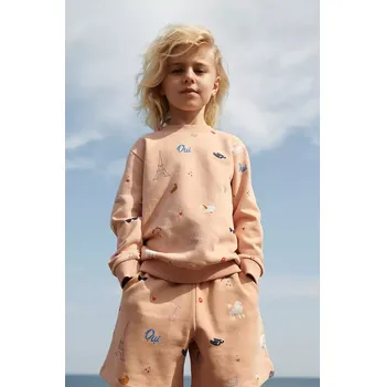 Dětské bavlněné šortky Liewood Gram Printed Sweatshorts oranžová barva, vzorované, LW19864 32X, vel. 86