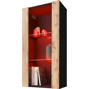 Knihovna Černá vitrína, dub wotan matný 100 x 55 x 29,5 cm Komodee