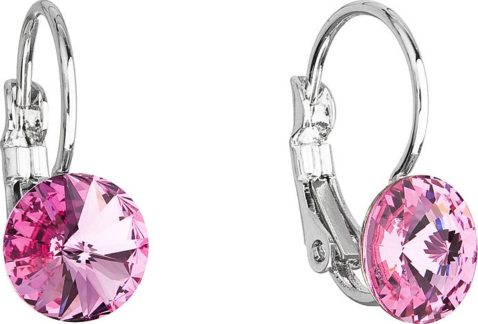 Evolution Group s.r.o. Náušnice bižuterie se Swarovski krystaly růžové kulaté 51031.3 rose