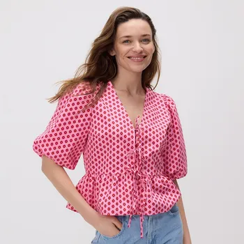 Dámská halenka Reserved - Zavazovací halenka s peplumom - růžová - YE341-30X - YE341-30X-M