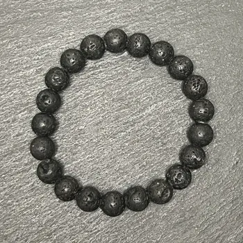 Náramek Pánský Náramek Láva | 10mm kuličky | ČERNÝ