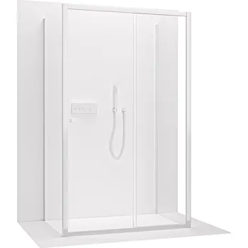 CERANO - Třístěnný sprchový kout Varone POINT U L/P - 6 mm - chrom, transparentní sklo - 150x80x195 cm - posuvný