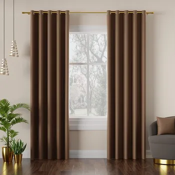 Povlečení Hnědý zatemňovací závěs na kroužcích LEON 140x250 cm