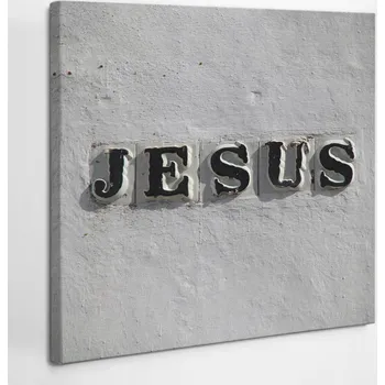 Obraz Tištěný Obraz na plátně připravený k zavěšení Kamenný nápis Ježíš 40x40 cm