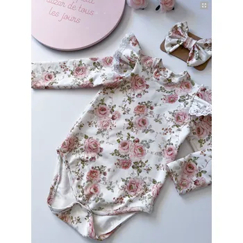 Palala Body s potiskem růží s dlouhým rukávem 62 bílá