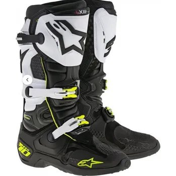 Moto obuv Motokrosové boty ALPINESTARS TECH 10 černá/bílá/fluo žlutá Vel: 42 Výprodej zboží