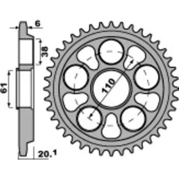 Nářadí na motocykly Hliníková ultralehká tvrdě eloxovaná zadní řetězová kola PBR 4420 - 520 4420.41.LD