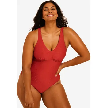 Dámské plavky DECATHLON Dámské plavky jednodílné Romi Salento 48 VÍNOVÁ|ČERVENÁ