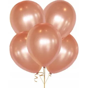Balónek Balónky s heliem metalické ROSE GOLD růžovo-zlaté - 12 ks