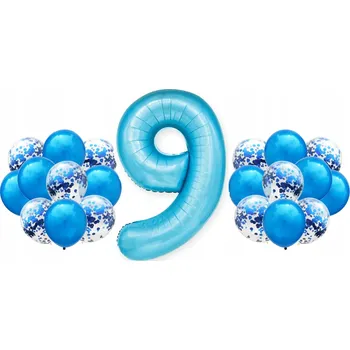 Balónek Sada MODRÁ k 9. NAROZENINÁM 100cm VELKÉ balónky