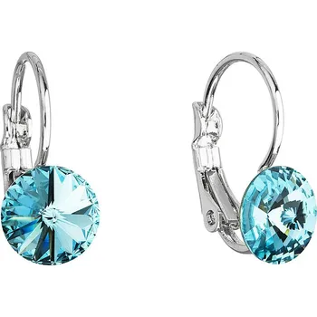 Náušnice Evolution Group s.r.o. Náušnice bižuterie se Swarovski krystaly modré kulaté 51031.3 turquoise