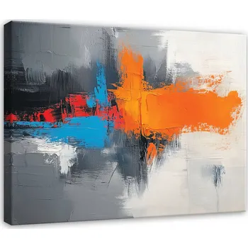 Obraz OBRAZ ABSTRAKCE ŠEDÝ BAREVNÝ DO LOŽNICE OBÝVÁKU NA PLÁTNĚ 120x80