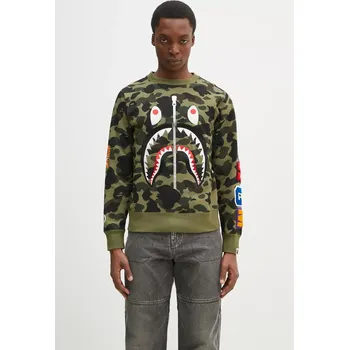 Pánská mikina Bavlněná mikina A Bathing Ape 1St Camo Shark Crewneck, XL, zelená, 78X